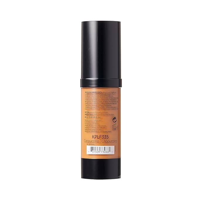 Kiss New York Professional Liquid Foundation - Lightweight and Hydrating Formula, Natural Finish, Control Shine, Cover Pores, Medium to Full Coverage, Green Tea Extract (Cappuccino)-VeraVaultWomen