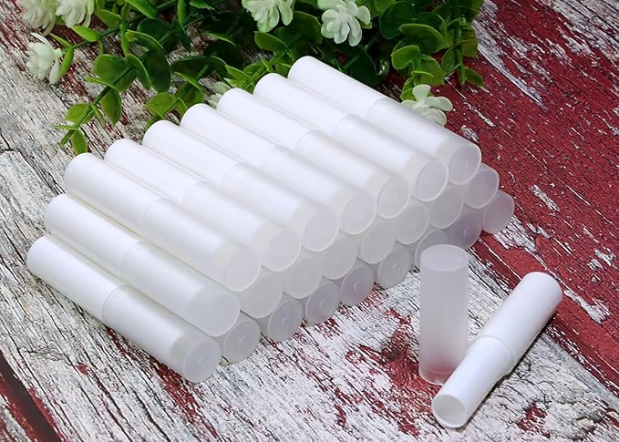 0.14oz Empty Flavored Lip Balm Container Tubes Plastic Homemade Moisturizing Lip Stick with Caps Bulk Fit for Women Adult DIY Making Supplies, 25 Count (White)-VeraVaultWomen