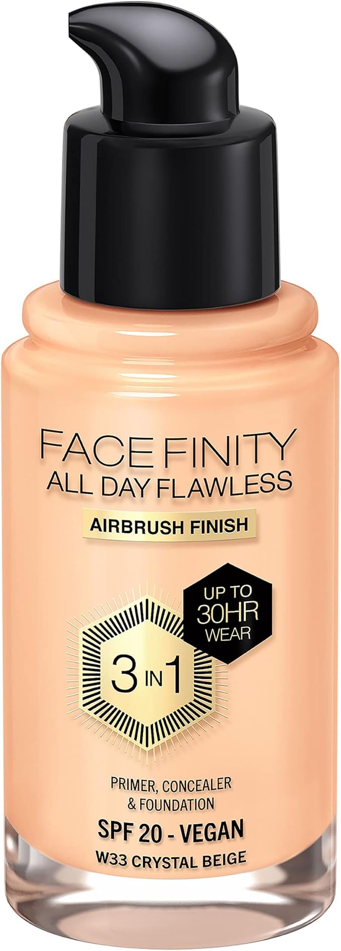 Max Factor Facefinity All Day Flawless 3 In 1 Foundation SPF 20, No. 33 Crystal Beige-VeraVaultWomen