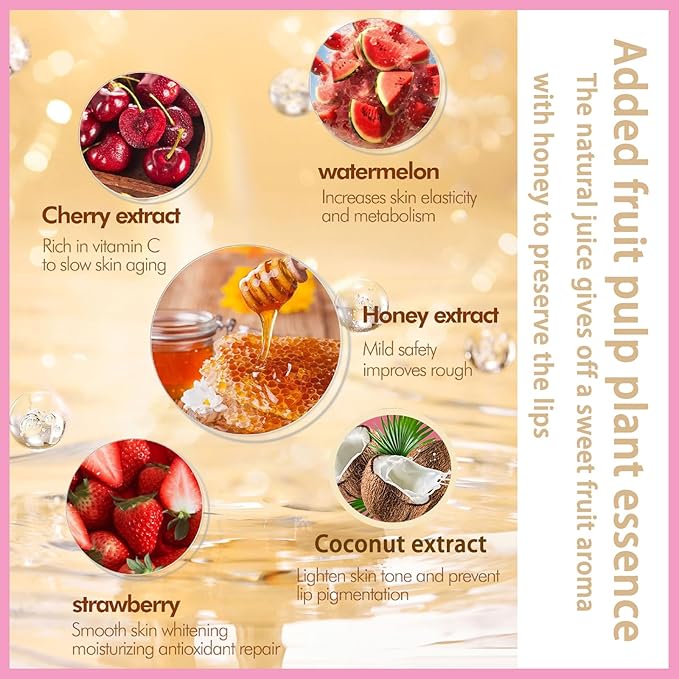 1 PCS Bee Lip Balm Lip Mask Honey Pot, Coconut Moisturizing Sleeping Lip Mask Overnight with Sticks, Lip Balm Honey Pot Lip Balm Hydrating Prevention Dry and Crack Lip Scrubs Exfoliator-VeraVaultWomen