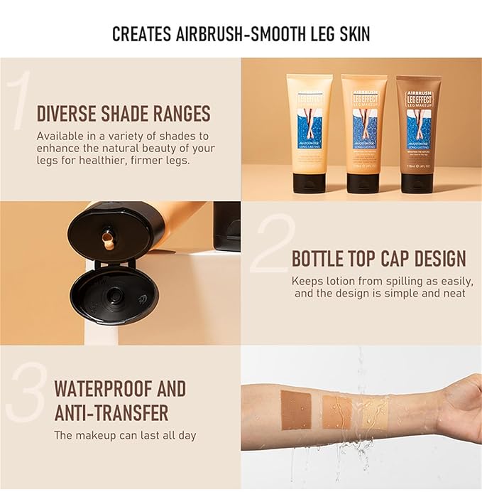 Leg Makeup Waterproof No Transfer, Leg Vein Cover up Makeup for Varicose Veins Waterproof Black Skin, Leg and Body Scar Cover up Makeup for Tattoo Cover Up, Long Lasting Body Foundation (3#, 4oz)-VeraVaultWomen