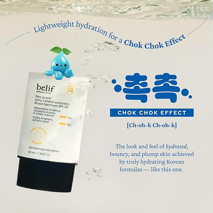 belif Dew Guard - Daily Mineral sun SPF 50 Hydrating Niacinamide Sunscreen (1.69 fl. oz) - Daily Broad Spectrum, Reduces Redness, No-White Cast, Non-Greasy, Korean Skincare-VeraVaultWomen
