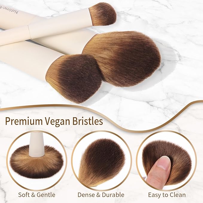 Makeup Brush Set 10pc, Dual-Ended Makeup Brushes For Bronzer, Contour, Eyeshadow, Blush, Concealer & Foundation Application-VeraVaultWomen