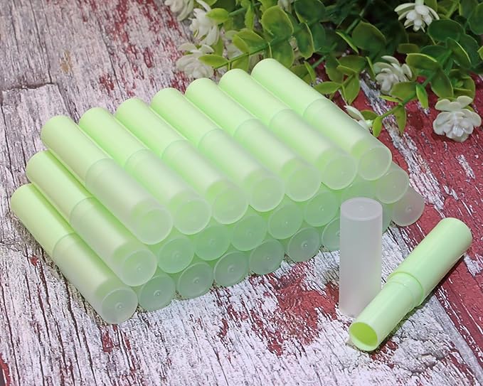 0.14oz Empty Flavored Lip Balm Container Tubes Plastic Homemade Moisturizing Lip Stick with Caps Bulk Fit for Women Adult DIY Making Supplies, 25 Count (Green)-VeraVaultWomen