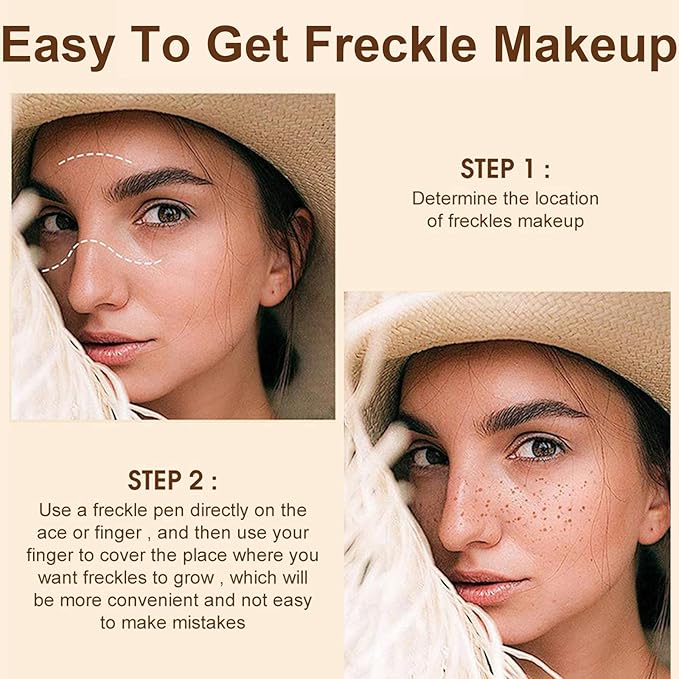 Freckle Pen, Freckle Makeup Pen for Face, Waterproof Long Lasting Quick Dry Faux Freckle Pen, Soft Artificial Freckles Makeup Face Decoration, Create Natural Sunkissed Skin (Chestnut)-VeraVaultWomen