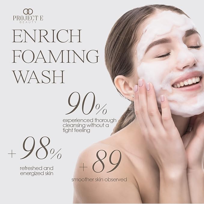 Project E Beauty Enrich Foaming Wash Gentle Cleansing | Moisturizing Daily Face Cleanser | Removes Dirt & Excess Oil | Brightens Skin | Hydrating Formulation | Clear & Smooth Skin | 150ml-VeraVaultWomen