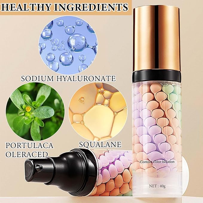1 Pcs One Step Color Corrector,Natural Isolation Cream,Face Primer Makeup Tricolor Tinted Moisturizer,Oil Control & Moisturizing Skin Tone Correcting and Brightening Primer Concealer Foundation-VeraVaultWomen