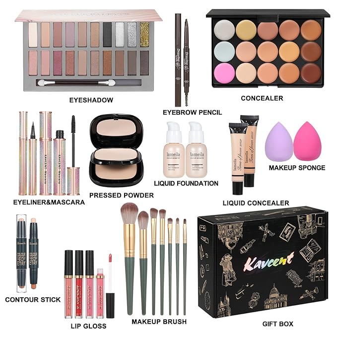 Makeup Kit Makeup Kits for Women Full Kit Makeup Sets for Teens Girls Eyeshadow Palette Foundation Concealer Makeup Powder Makeup Gift Set for Women-VeraVaultWomen