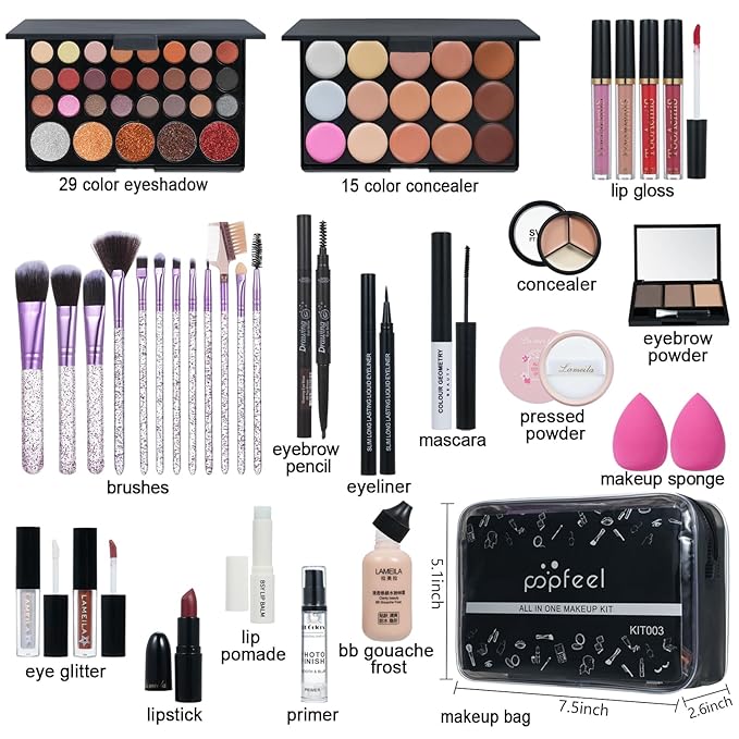 Makeup Kit for Women Full Kit, TooAemiS Professional Makeup Kit for Teens or Adult, All in One Makeup Sets Include Eyeshadow Palette Lipstick Concealer Foundation Mascara Loose Powder Etc-VeraVaultWomen