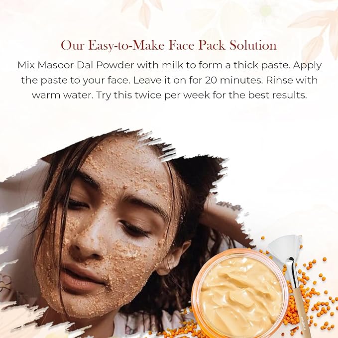 100% Natural Masoor Dal Powder | (3.5 Oz) Organic Lentils Powder for Face & Skin | Red Lentils Powder for Natural Face Pack | Dried Masoor Dal Cleansing Powder & Skin Brightener for Face-VeraVaultWomen