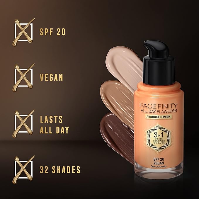 Max Factor Facefinity All Day Flawless 3 In 1 Foundation SPF 20, No. 85 Caramel (81377984)-VeraVaultWomen