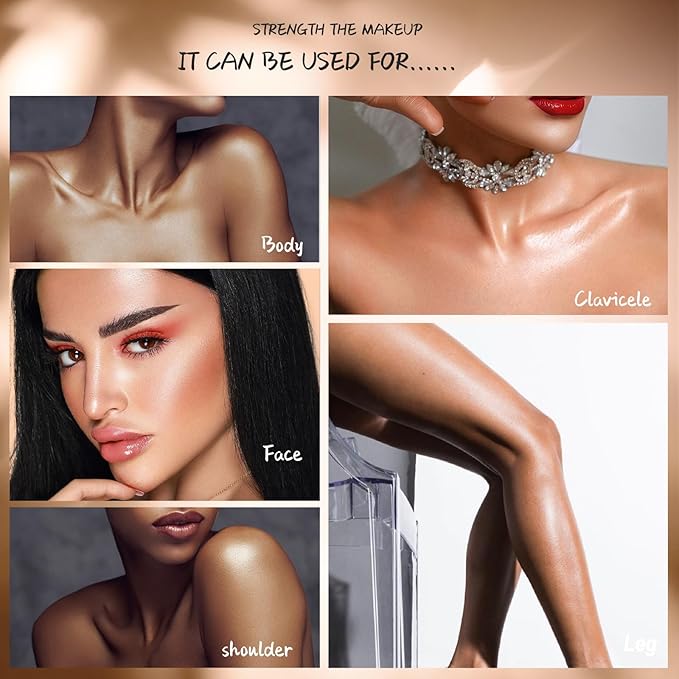 MAEPEOR Shimmer Body Luminizer 5 Colors Moisturizing Glow Illuminator Smooth and Non-sticky Summer Body Highlighter For Face & Body (80ML, 03 Bronze Gold)-VeraVaultWomen