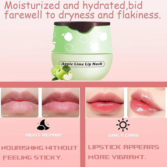 1 PCS Bee Lip Balm Honey Pot, Exfoliating Apple Bee Lip Balm Sleeping Lip Mask Overnight with Sticks, Honey Pot Lip Balm Prevention Dry Hydrating and Crack Lip Scrubs-VeraVaultWomen