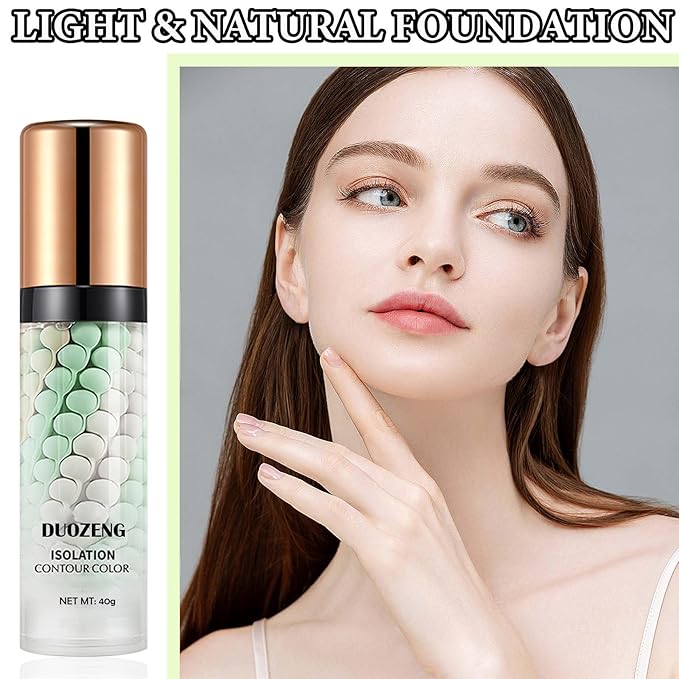 1 Pcs One Step Color Corrector,Natural Isolation Cream,Face Primer Makeup Tricolor Moisturizer,Oil Control & Moisturizing Skin Tone Correcting Primer Concealer Foundation Set B-VeraVaultWomen