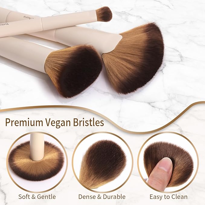 Makeup Brushes, Dual End Makeup Brush Set 7 Pcs, Foundation Contour Powder Concealer Eye Shadows Blush Make Up Brushes, Travel Gift Set, Cruelty-Free-VeraVaultWomen