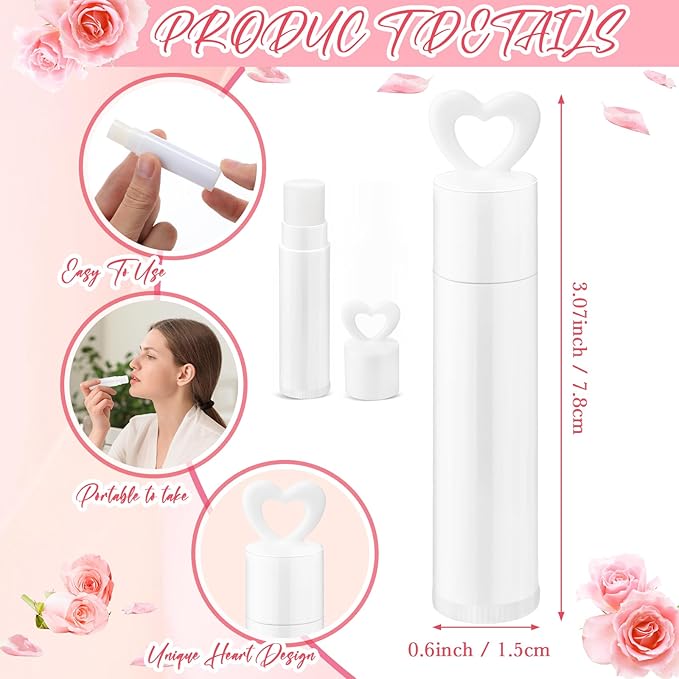 100 Pcs Lip Balm Bulk Heart Shape Lip Balm Jasmine Scented Beeswax Lip Balm Moisturizing Lip Balm Add Your Own Labels for Teacher Baby Shower Coworkers Friend Gift-VeraVaultWomen