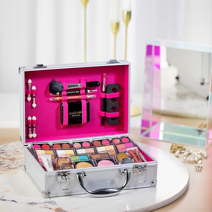 Makeup Kit for Girls and kids 8-12 Carry All Makeup Train Case with Pro Makeup for Teens Women Full Starter Cosmetics Set (SILVER)-VeraVaultWomen