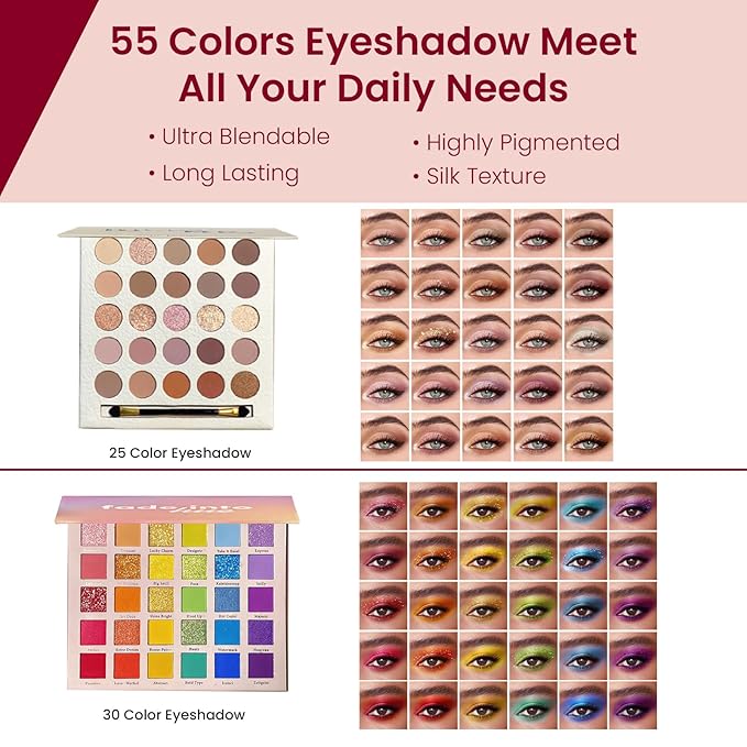Makeup Kit for Women, Travel Makeup Kit, Makeup Full Kit for Beginners Teens Girls, Makeup Bundle Include 3 Matte & Shimmer Eyeshadow Palettes, Blush Palette, Lip Gloss Set, Concealer-VeraVaultWomen