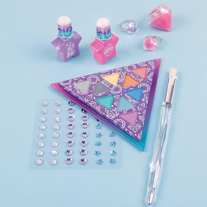 Make It Real: Mystic Crystal Makeup Kit - 9 Piece Tween Cosmetic Set, Sparkle Head To Toe, Rings-Eyes-Lips-Nails, Water-Based Nail Polish, You Are Magic, Take-Anywhere Cosmetic Set, Kids Ages 8+-VeraVaultWomen