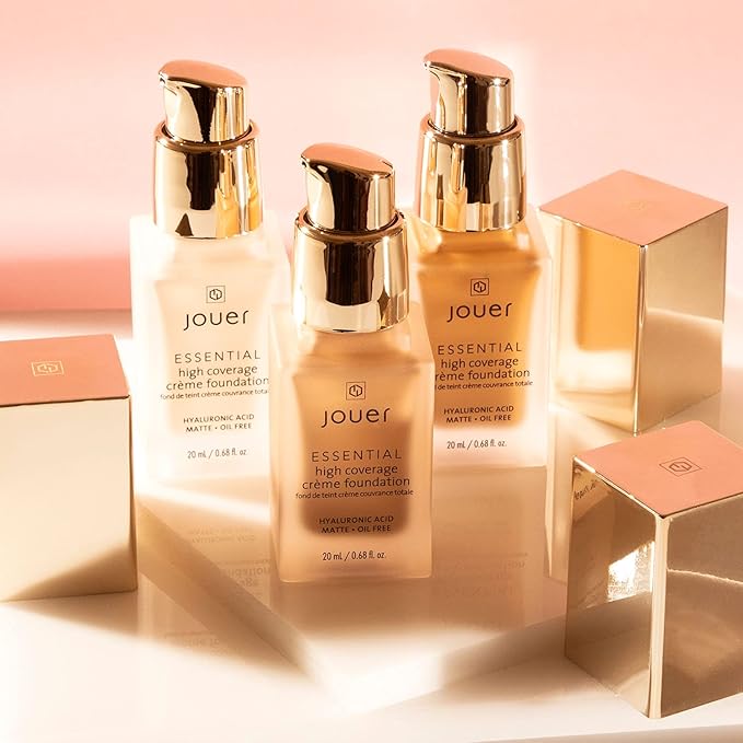 Jouer Essential High Coverage Crème Foundation | Men & Women | Available in 50 Shades for All Skin Tones | Healthy Ingredients | Paraben, Gluten & Cruelty Free | Vegan Friendly,Porcelain- light skin with neutral undertones and subtle golden tones,1
