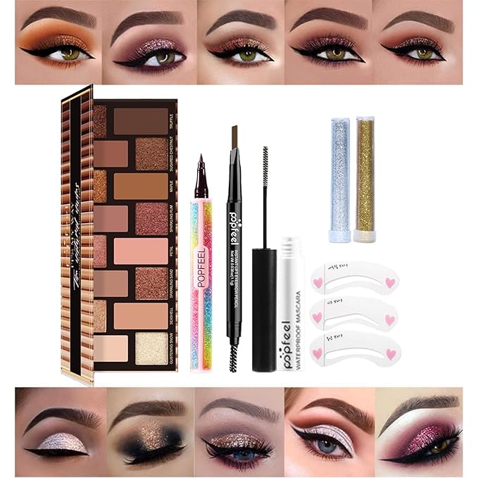 Makeup Kit for Women Full Kit, All in One Makeup Sets for Teens Girls Beginner Gift, Includes Eyeshadow Palette, Liquid Foundation, Concealer, Lip Gloss, Mascara, Powder Puff-VeraVaultWomen