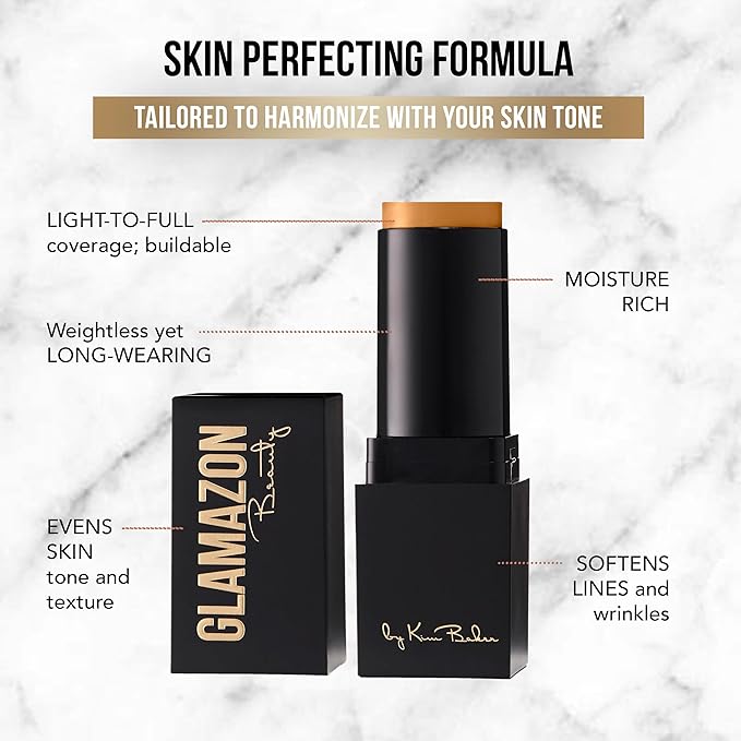 Glamazon Second to None Foundation Stick, Sunkissed Tan, Light-to-Full Coverage, Weightless Makeup With a Glowy Natural Finish-VeraVaultWomen