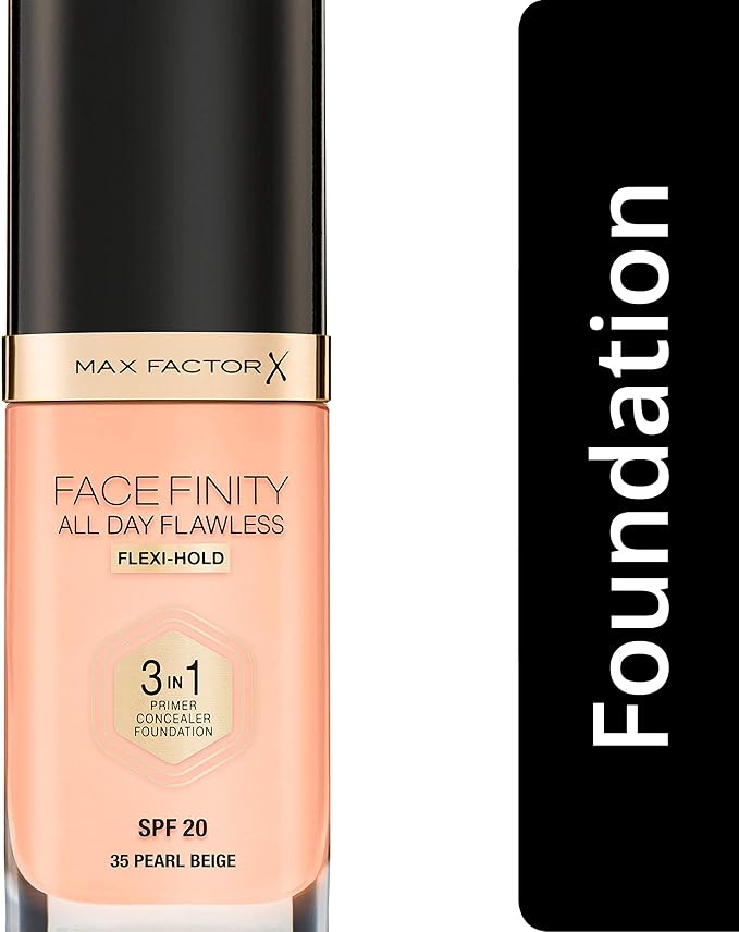 Max Factor Facefinity All Day Flawless 3 In 1 Foundation SPF 20, 30 Ml, 35 Pearl Beige-VeraVaultWomen