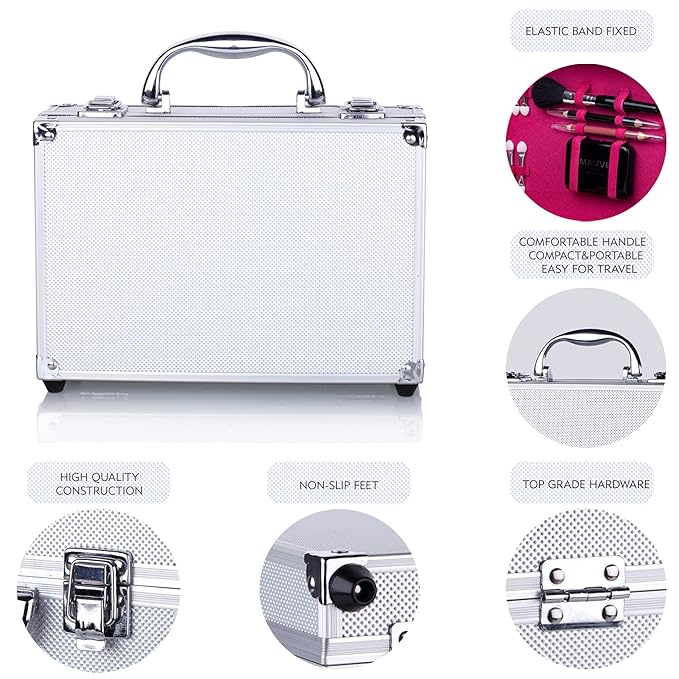 Makeup Kit for Girls and kids 8-12 Carry All Makeup Train Case with Pro Makeup for Teens Women Full Starter Cosmetics Set (SILVER)-VeraVaultWomen