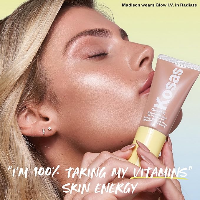 Kosas Glow I.V. Vitamin-Infused Skin Enhancer Face Makeup - Tinted Beauty Highlighter for a Healthy Glow - Energize-VeraVaultWomen