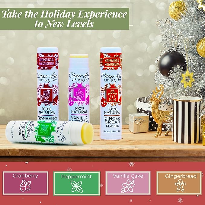 100% Natural Lip Balm Set - Beeswax Natural Christmas Gifts for Her - Ideal Gift for Women - Lip Moisturizer for Dry Lips, Cocoa Butter - Petroleum Free Pack of 24-VeraVaultWomen