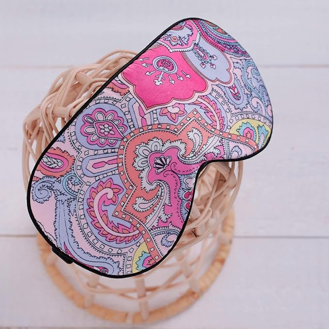 100% Pure Silk Eye Mask Sleep Eye Mask Eye Cover Eyeshade Sleeping Eye Mask Printed Colors (#12)-VeraVaultWomen