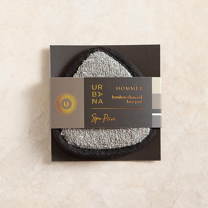 Urbana Spa Prive Men's Bamboo Charcoal Collection, Face Pad,Grey,6338-VeraVaultWomen