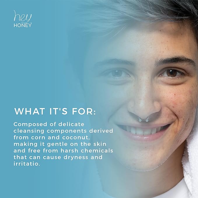 Hey Honey Skincare Be Clear Acne Routine | Daily Active Cleansing Face Wash | Youth & Young Adults, Blemishes Prone | Propolis & Gentle Exfoliating Acids | Fast & Long Lasting Oil Control | 5 fl oz-VeraVaultWomen