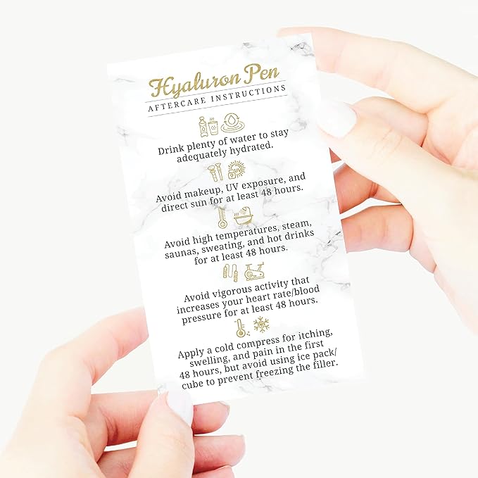 100 Pack - Premium Hyaluron Pen Lip Filler Aftercare Instructions Card 2 x 3.5" Accessories Supplies Kit Care - HP22A100_N-VeraVaultWomen
