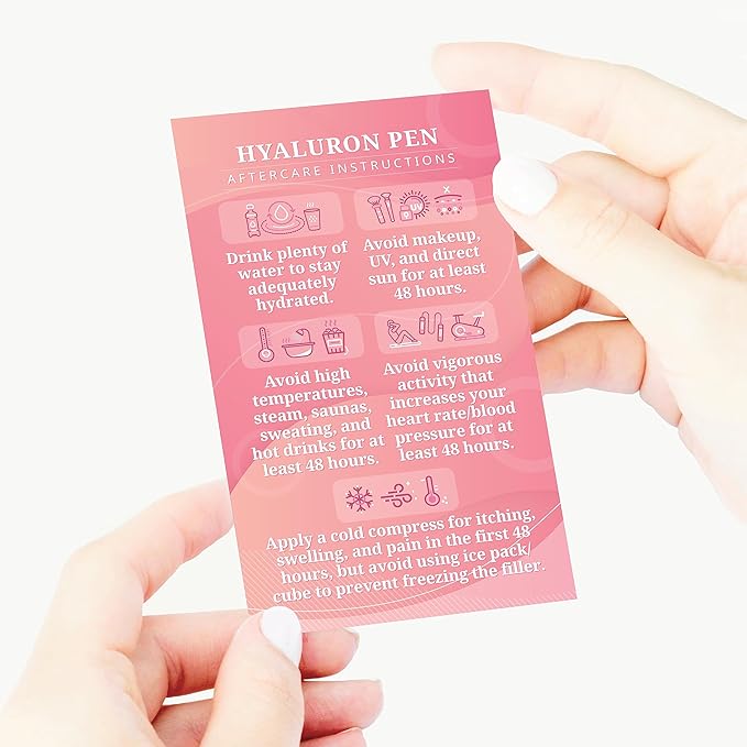 100 Pack - Premium Hyaluron Pen Lip Filler Aftercare Instructions Card 2 x 3.5" Accessories Supplies Kit Care - HP01A100_N-VeraVaultWomen