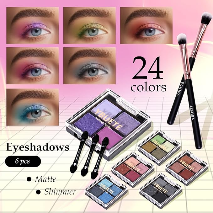 Makeup Kit for Teens Girls Women, Full Starter Cosmetics Set, Makeup Gift Set, Beginner Makeup Kit, Cosmetic Train Case For Women Full Kit, Included Eyeshadow Blusher Contour Eyebrow Powder-VeraVaultWomen