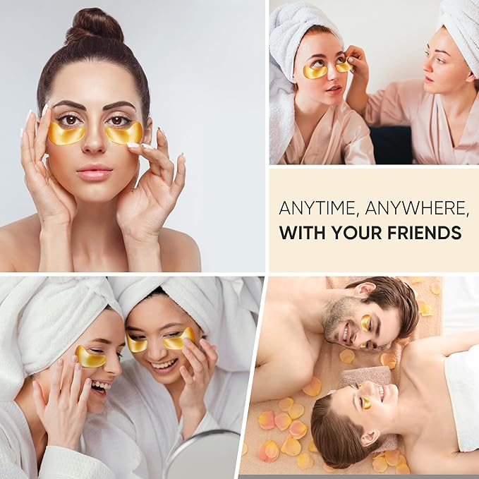 100Pcs/50Pairs Under Eye Patches Gold for Dark Circles, Puffy Eyes, and Wrinkles, 24K Gold Eye Mask for Face, Eye Cream for Men and Women-VeraVaultWomen