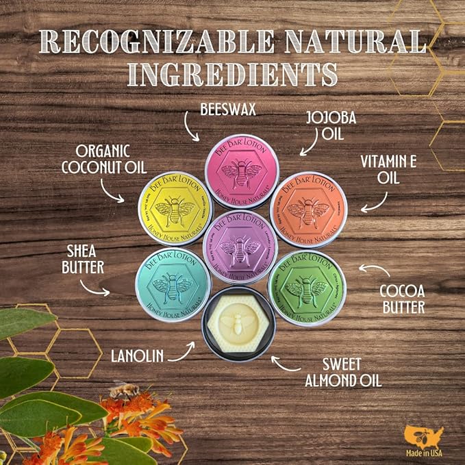 Bee Bar Honey House Naturals Duo – Vanilla - Small 6 Ounce and Large 2 Ounce– All Natural Ultra Moisturizing Lotion Bar Infused with Essential Oils and Butters – Made in USA-VeraVaultWomen