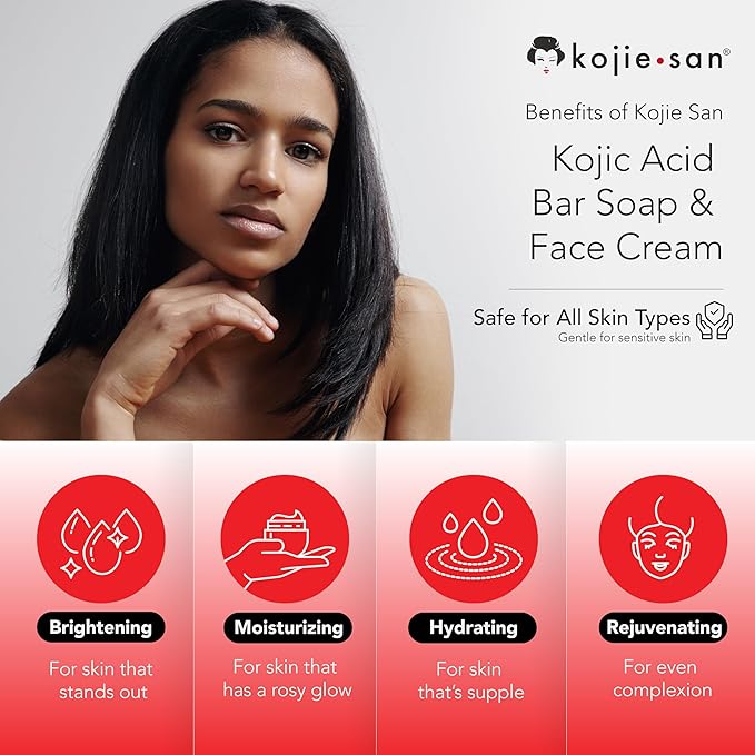 Kojie San Skin and Body Soap 2 Piece Set – Original Kojic Acid, Dark Spot Remover Soap Bar with Coconut & Tea Tree Oil – 65g x 2 Bars & 30g Face Cream-VeraVaultWomen
