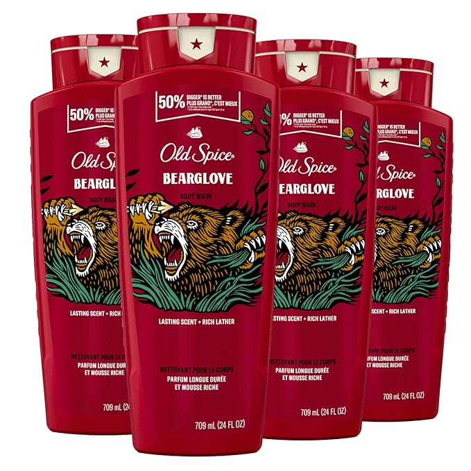Old Spice Body Wash for Men, Bearglove, Long Lasting Lather, 24 fl oz (Pack of 4)-VeraVaultWomen