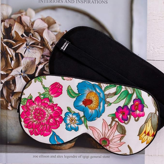 100% Pure Silk Eye Mask Sleep Eye Mask Eye Cover Eyeshade Sleeping Eye Mask Printed Colors (#10)-VeraVaultWomen