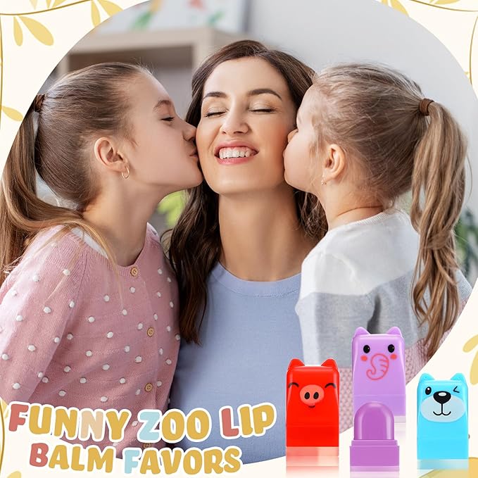 12 Pcs Farm Animals Birthday Lip Balm Gifts for Baby Shower Prizes Gift Baby Shower Favors Genger Reveal Gifts Zoo Theme Birthday Party Favors for Preschool Toddler Boy Girl Classroom Prizes-VeraVaultWomen