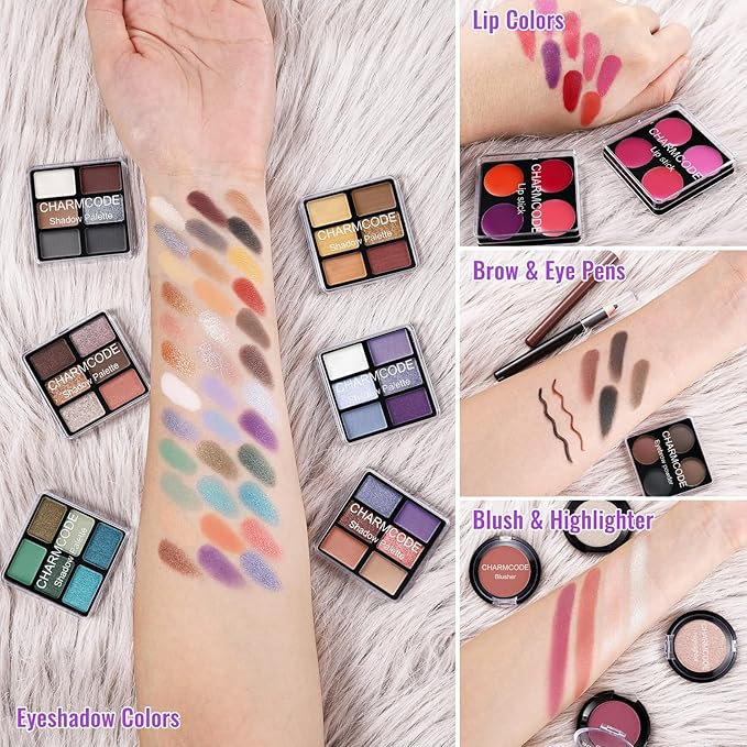 Makeup Kit for Teen Girls & Women Full Kit, Beauty Train Case with Starter Cosmetic Set, Make Up Valentine's Day Gift Box with Eyeshadow,Lipgloss,Highlighter,Blush,Lip&Eye Pencils,Brush & More(Purple)-VeraVaultWomen