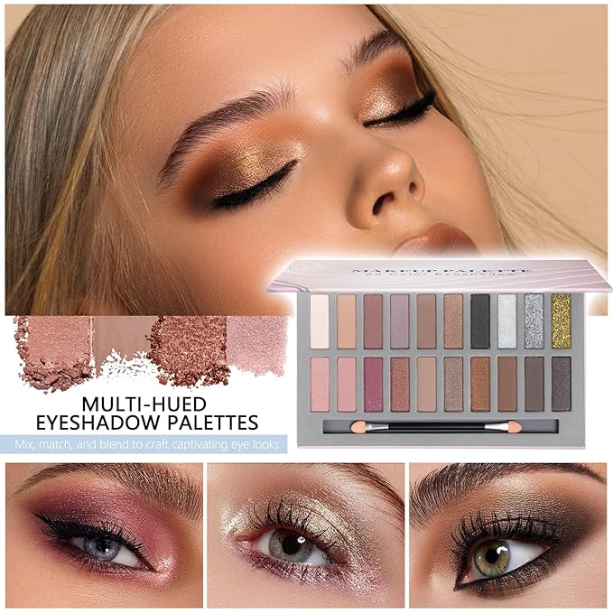 Makeup Kit Full Kit for Women Makeup Kit Full Kit for Teenagers Eyeshadow Palette Lip Gloss Foundation Mascara Eyeliner Cosmetic Brushes Cosmetic Bag etc. (20Middle)-VeraVaultWomen