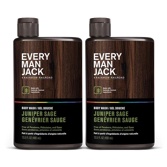 Every Man Jack Hydrating Body Wash for all skin types - Juniper Sage fragrance - Naturally Derived Ingredients - Cleanse, Nourish, and Hydrate Skin -Paraben Free, Phthalate Free, Dye Free-13.5oz - 2pk-VeraVaultWomen