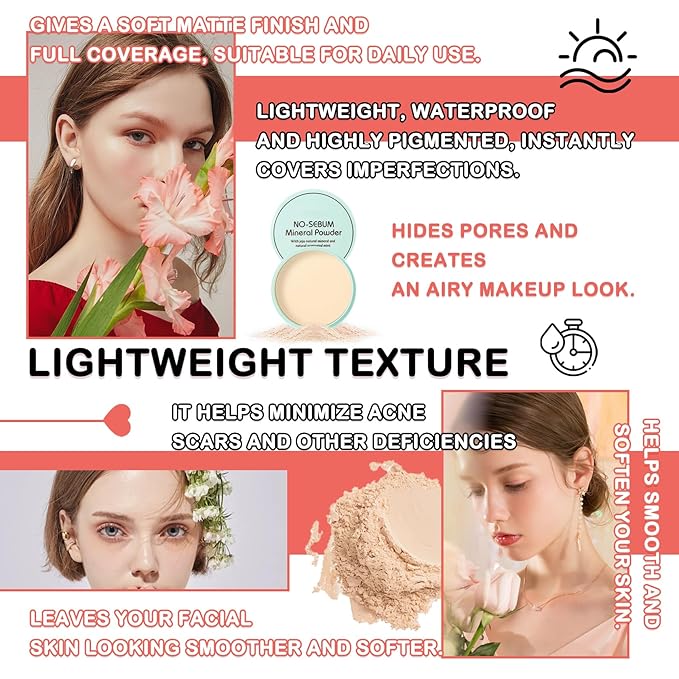 Mushroom Head Air Cushion CC Cream Full Coverage Liquid Foundation Set,Oil Control Concealer Lasting Moisturizing BB Cream,Loose Setting Face Powder Moisturizer Base Primer Makeup with Makeup Sponge-VeraVaultWomen