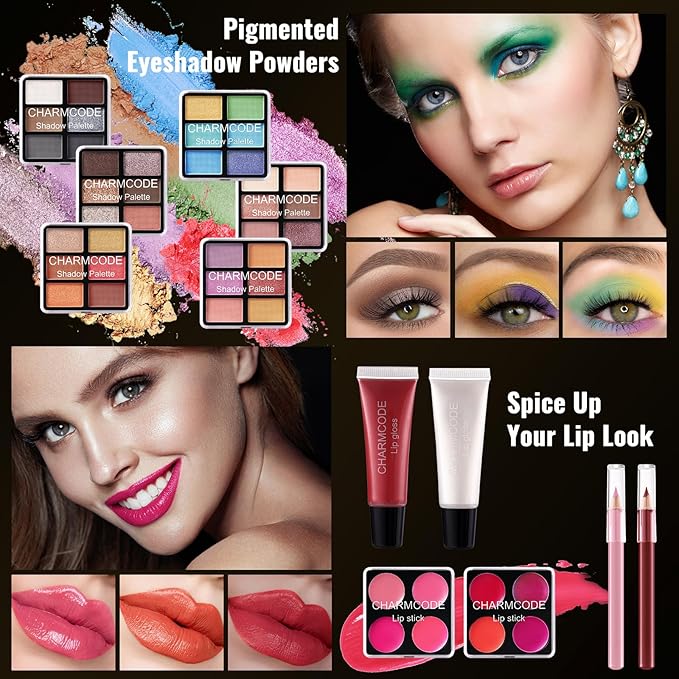 Makeup Kit for Teen Girls & Women Full Kit, Beauty Train Case with Starter Cosmetics Set, Make Up Valentine's Day Gift Box with Eyeshadow,Lipgloss,Highlight,Blush,Lip&Eye Pen,Brush & More(GoldenBrown)-VeraVaultWomen