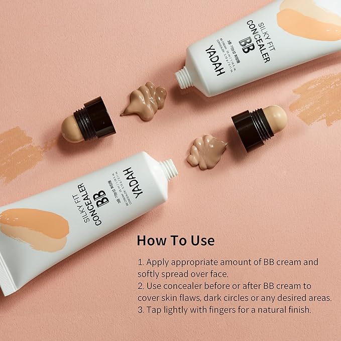 YADAH Silky Fit Concealer BB Cream (23 Natural Beige, 1.18fl oz) - 2-in-1 Korean Makeup for Flawless Skin, Tinted Moisturizer for Blemish Cover. Long-Lasting, All-Day Wear.-VeraVaultWomen