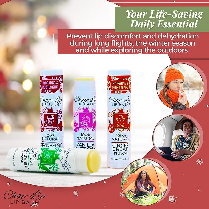 100% Natural Lip Balm Set - Beeswax Natural Christmas Gifts for Her - Ideal Gift for Women - Lip Moisturizer for Dry Lips, Cocoa Butter - Petroleum Free Pack of 8-VeraVaultWomen
