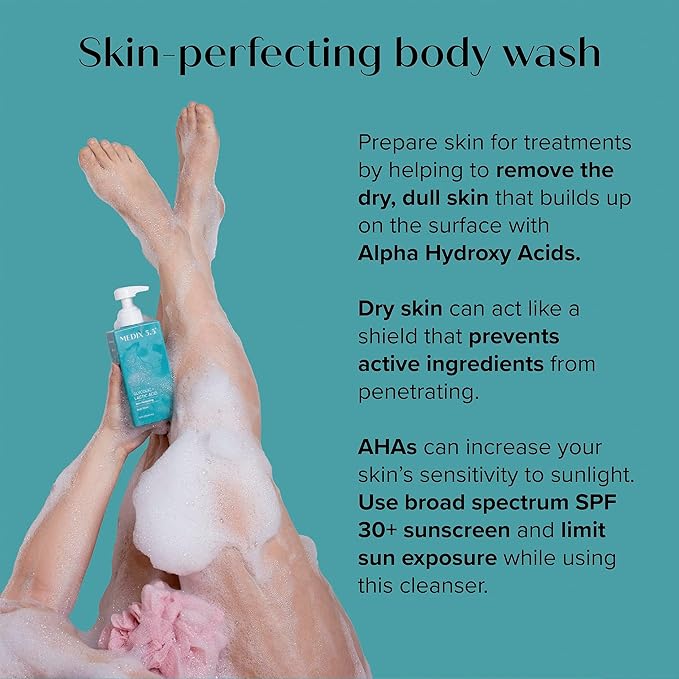 MEDIX 5.5 Exfoliating AHA Glycolic Acid Face & Body Scrub Cleanser + Retinol Moisturizing Body Cream Lotion Skin Care 2PC Set | Alpha Hydroxy Acid & Lactic Acid Foaming Body Wash & Face Wash, 2-PC-VeraVaultWomen